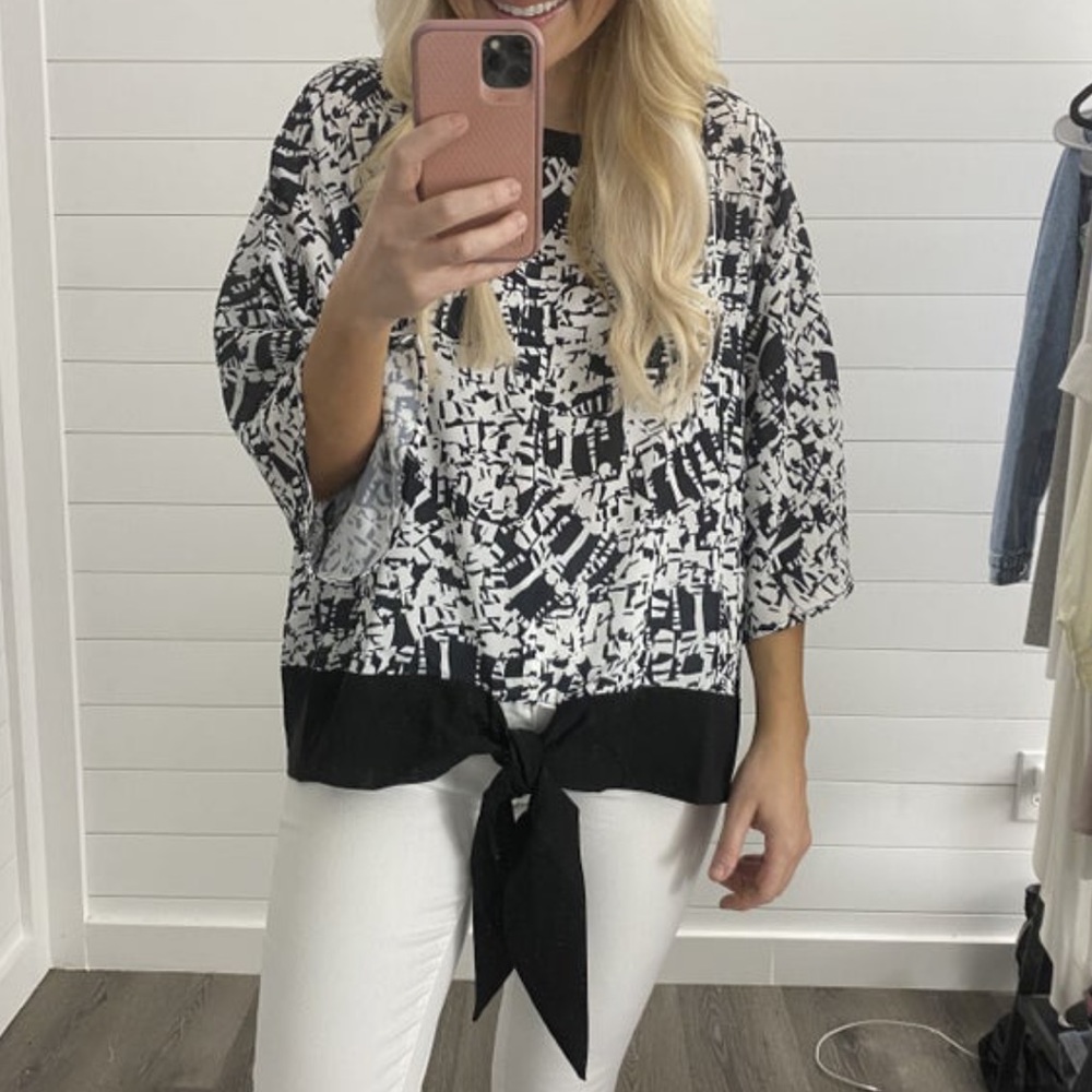 NWT Heyson black and white blouse size M